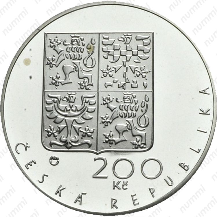 Чехия 200 крон 1994. Чешская серебряная монета. Серебряные монеты Чехии.