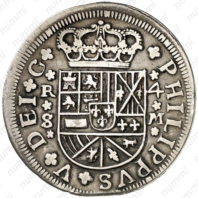 Монеты Филиппа испанского. Монета 4 Реала новая Испания 1816. Испанская серебряная монета с тремя лицами.