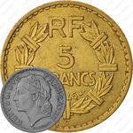 5 франков 1945, бронза