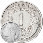 1 франк 1947, B, знак монетного двора: "B" -" Бомон-ле-Роже" [Франция]