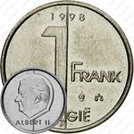 1 франк 1998, надпись на голландском - "BELGIE" [Бельгия]