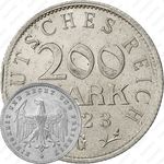 200 марок 1923, G, знак монетного двора "G" — Карлсруэ [Германия]