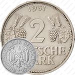 2 марки 1951, F, знак монетного двора: "F" - Штутгарт [Германия]