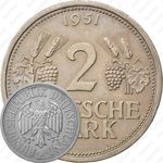 2 марки 1951, J, знак монетного двора: "J" - Гамбург [Германия]