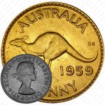 1 пенни 1959, без точки после "PENNY" - Монетный двор Мельбурна [Австралия]