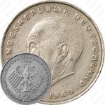2 марки 1976, F, Конрад Аденауэр, 20 лет Федеративной Республике (1949-1969) [Германия]