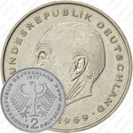2 марки 1977, F, Конрад Аденауэр, 20 лет Федеративной Республике (1949-1969) [Германия]