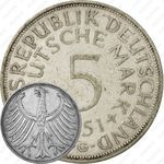 5 марок 1951, G, знак монетного двора: "G" - Карлсруэ [Германия]