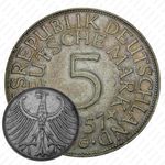5 марок 1957, G, знак монетного двора: "G" - Карлсруэ [Германия]