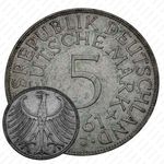5 марок 1961, J, знак монетного двора: "J" - Гамбург [Германия]