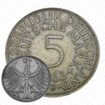 5 марок 1963, J, знак монетного двора: "J" - Гамбург [Германия]
