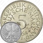 5 марок 1964, F, знак монетного двора: "F" - Штутгарт [Германия]