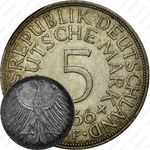 5 марок 1966, F, знак монетного двора: "F" - Штутгарт [Германия]