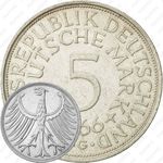 5 марок 1966, G, знак монетного двора: "G" - Карлсруэ [Германия]