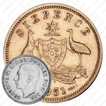 6 пенсов 1951, PL, знак монетного двора: "PL" - Лондон [Австралия]
