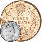 10 центов 1902, H, знак монетного двора: "H" - Бирмингем [Канада]