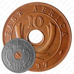 10 центов 1937, H, знак монетного двора: "H" - Хитон, Бирмингем [Восточная Африка]