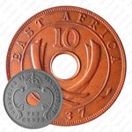 10 центов 1937, KN, знак монетного двора: "KN" - Кингз Нортон Металл, Бирмингем [Восточная Африка]