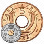 5 центов 1956, H, знак монетного двора: "H" - Хитон, Бирмингем [Восточная Африка]