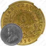 6 пенсов 1936, H, знак монетного двора: "H" - Хитон, Бирмингем [Британская Западная Африка]