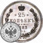 25 копеек 1883, СПБ-АГ