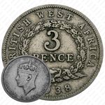 3 пенса 1938, KN, знак монетного двора: "KN" - Кингз Нортон Металл, Бирмингем [Британская Западная Африка]