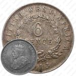 6 пенсов 1913, H, знак монетного двора: "H" - Хитон, Бирмингем [Британская Западная Африка]
