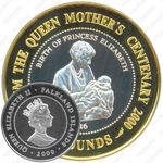 2 фунта 2000, 100 лет со дня рождения Королевы-матери [Фолклендские острова]