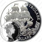 5 долларов 1992, 500 лет открытию Америки - корабль "Астролябия" [Австралия]