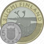 5 евро 2015, северный олень