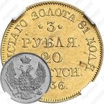 3 рубля - 20 злотых 1836, MW