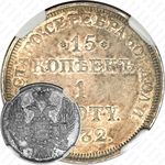 15 копеек - 1 злотый 1832, НГ, св. Георгий без плаща