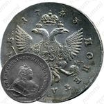1 рубль 1743, СПБ, перечекан, гурт надпись: "московского***монетнаго * двора***"