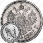 1 рубль 1886, (АГ), голова малая