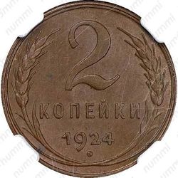2 копейки 1924, гурт гладкий - Гурт