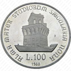 100 лир 1988 - Реверс