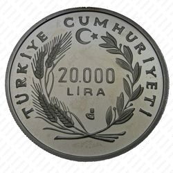 20000 лир 1990 - Аверс