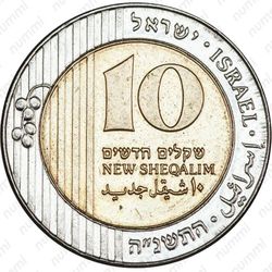 10 новых шекелей 1995 - Реверс