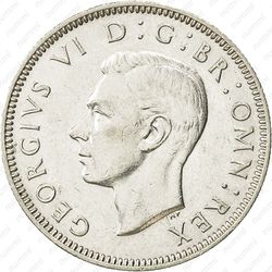 1 шиллинг 1942, лев стоящий на короне - Аверс