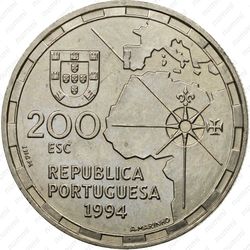 200 эскудо 1994, 500 лет разделения - Аверс