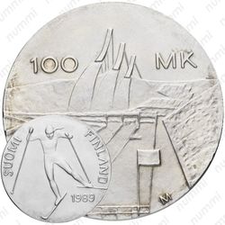 100 марок 1989, лыжи