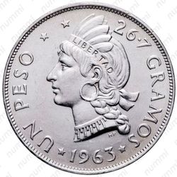 1 песо 1963, 100 лет восстановлению Республики [Доминикана] - Реверс