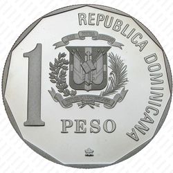 1 песо 1989, 500 лет открытию и евангелизации Америки [Доминикана] Proof - Аверс