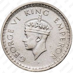 1/2 рупии 1943, L, знак монетного двора: "L" - Лахор [Индия] - Аверс