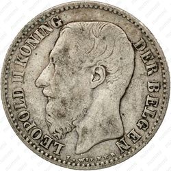 1 франк 1887, надпись на голландском - "DER BELGEN" [Бельгия] - Аверс