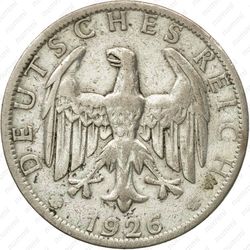 2 рейхсмарки 1926, A, знак монетного двора "A" — Берлин [Германия] - Аверс