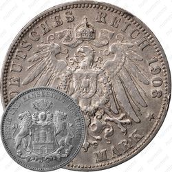 3 марки 1908, J, Гамбург [Германия]