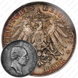3 марки 1909, E, Саксония [Германия]