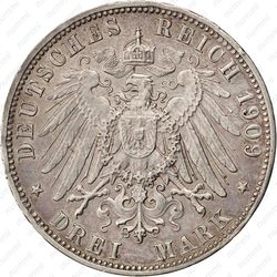 3 марки 1909, F, Вюртемберг [Германия] - Реверс