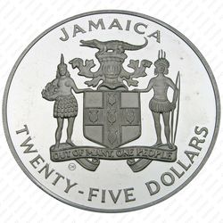 25 долларов 1990, Чемпионат мира по футболу 1990, Италия [Ямайка] Proof - Аверс